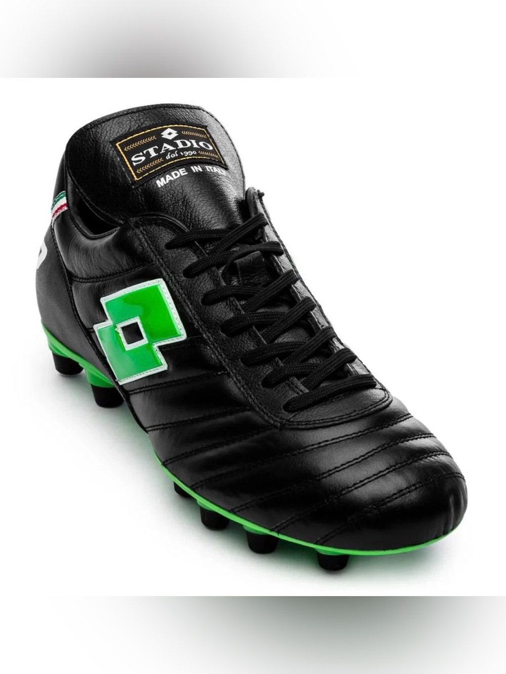 Latto made in Italy Black & Green Leather Soccer Cleats